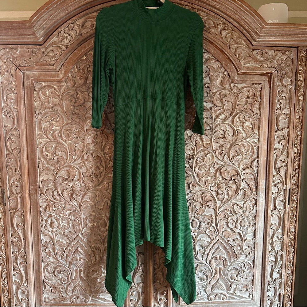 Anthropologie Asymmetrical Green Dress